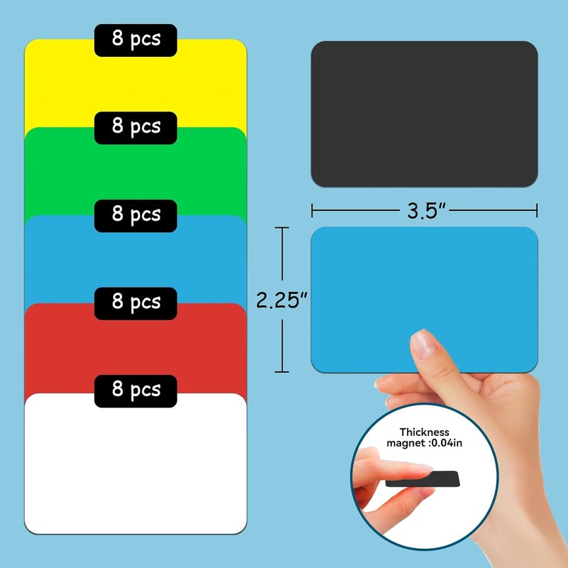 STTMGN Magnetic Dry Erase Label,2.25x3.5 Inches Card Magnets for Name Tags on Board,Classroom Essentials for Teachers and Students Organization，Pack of 40（Green - Image 4